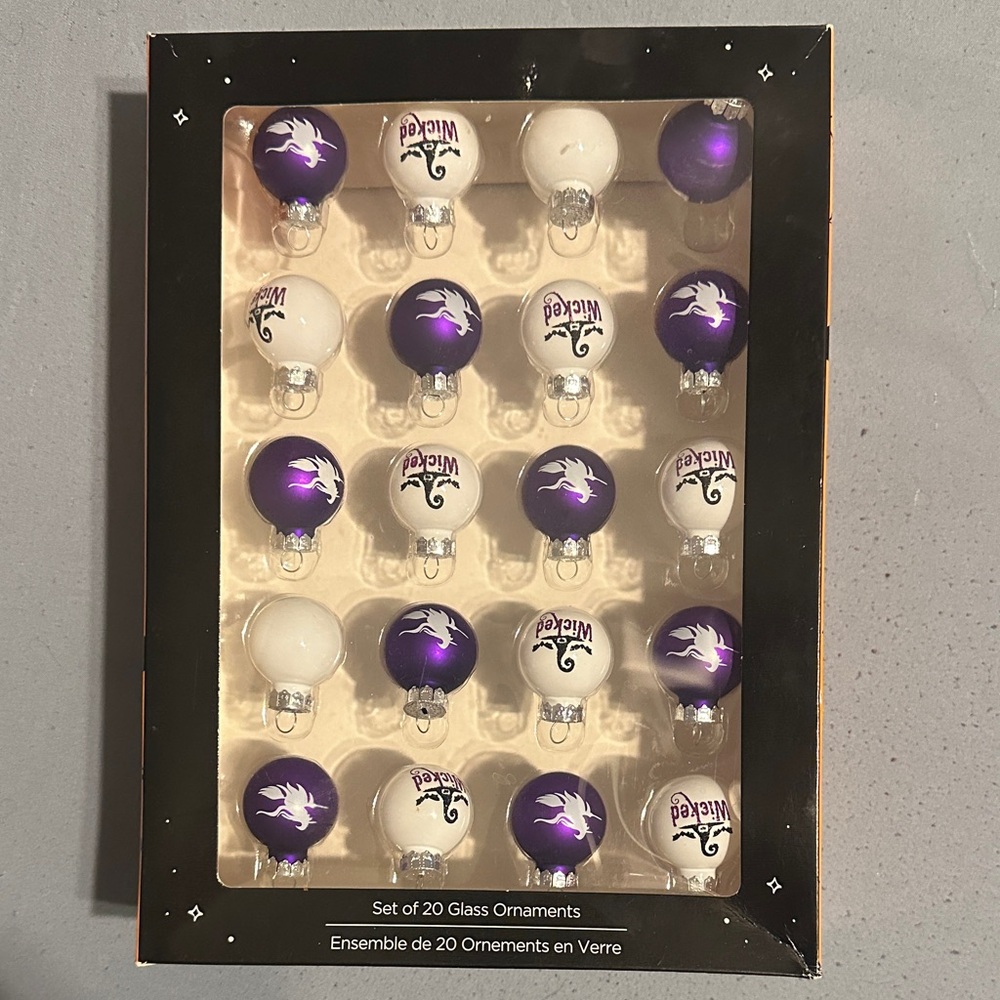 Purple and White Halloween Ornaments Set